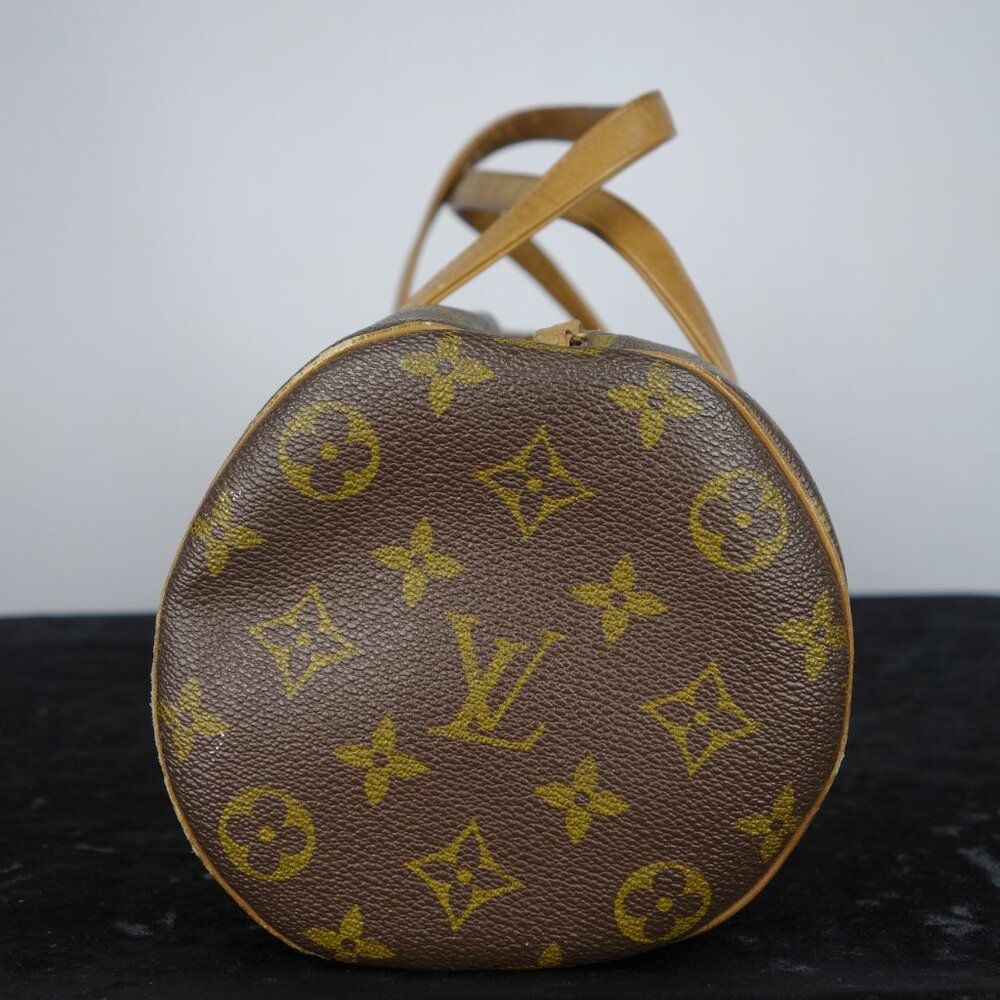 Vintage 1970's Louis Vuitton Monogram Papillon 30 Barrel Shape Handbag, Sz Small - Picture 5 of 16